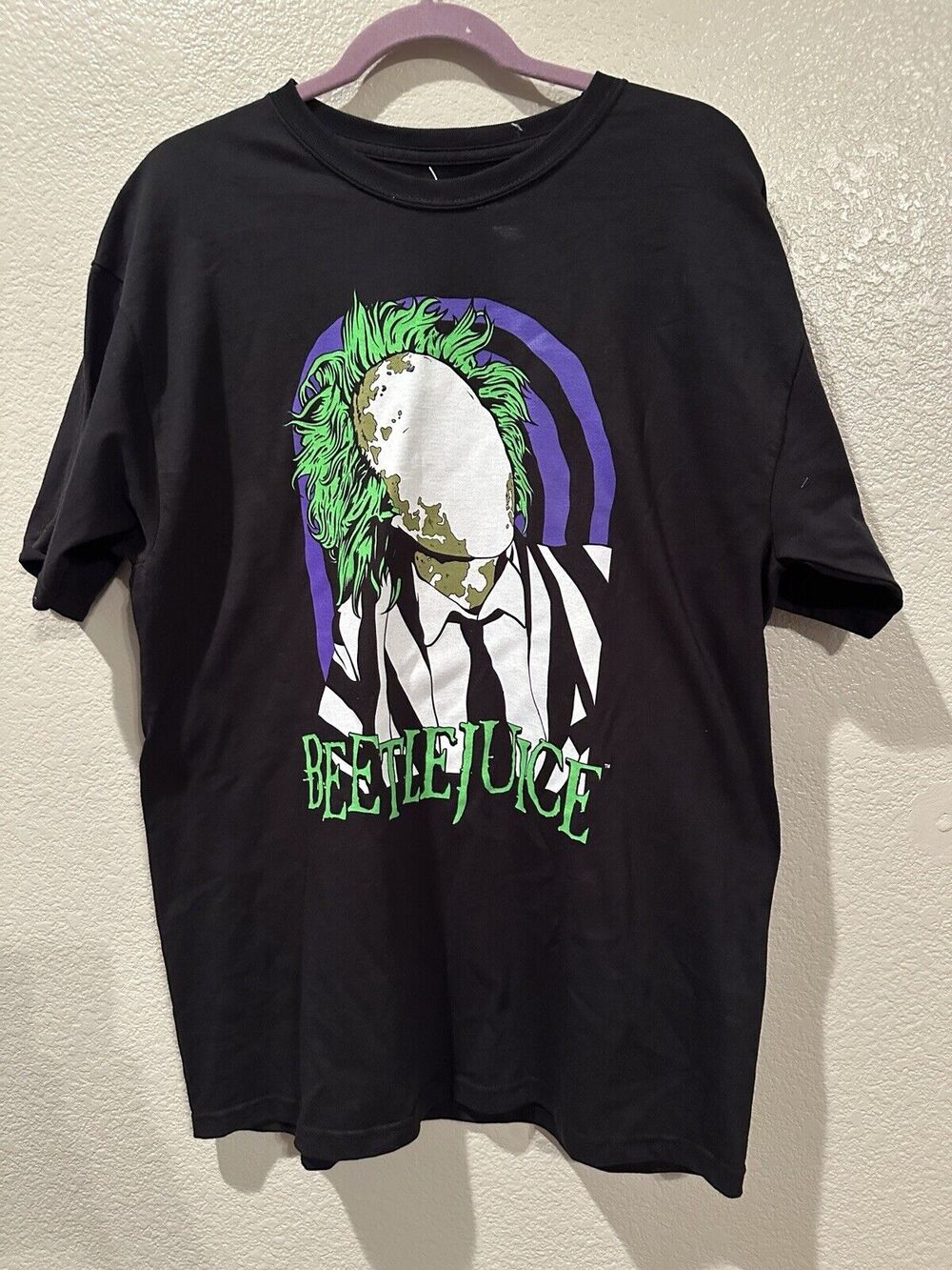 NWT Beetlejuice Faceless Foe Black Tee Shirt Size L